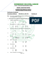 Board of Intermediate Education, Karachi: H.S.C. Annual Examinations 2021