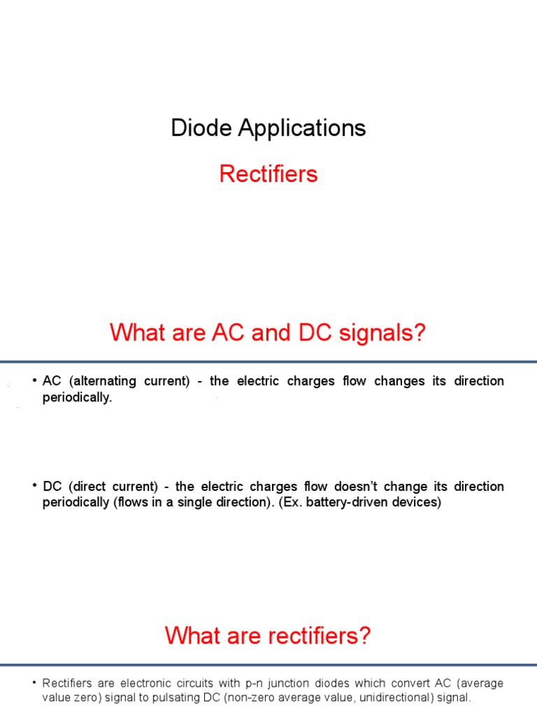 Diode Applications Rectifiers Pdf Rectifier Diode