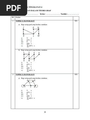 Pbd Matematik Tingkatan 4 Bab 5 Rangkaian Dalam Teori Graf Nama Kelas Tarikh Pdf