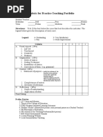 Rubric For Practice Teaching Portfolio