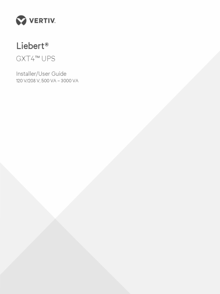 Liebert Gxt4 Ups 120 208v 500va 3000va User Manual SL 23193 PDF Ac