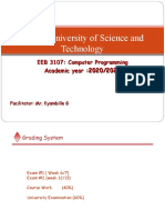 Mbeya University of Science and Technology: EEB 3107: Computer Programming Academic Year