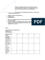 Level of Effectiveness and Challenges in The Utilization of English Learning Materials Among Grade 7 Teachers of Pedro T