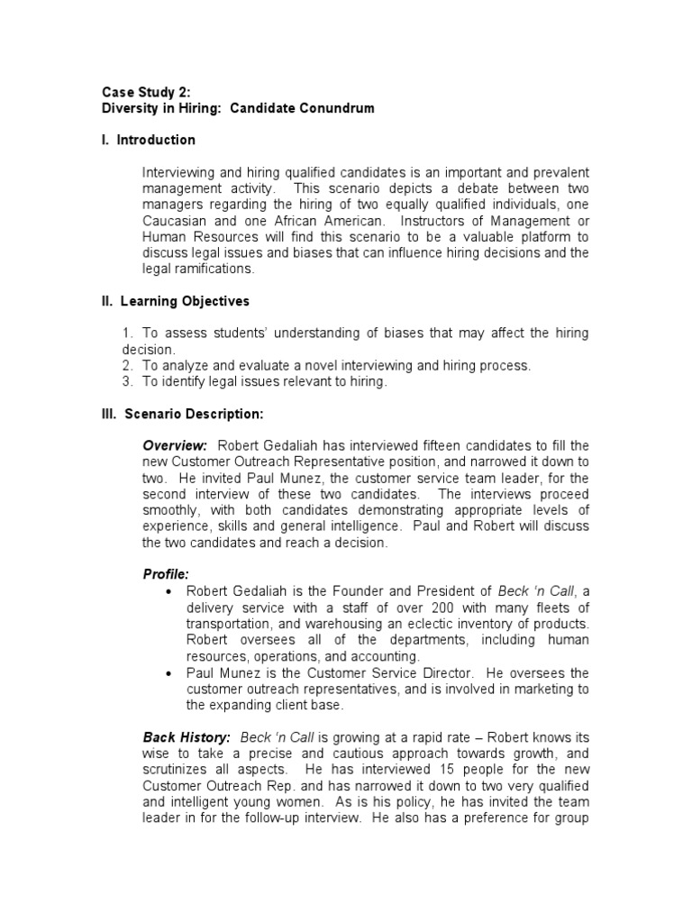 Case Study 2 - Student Instructions | PDF | Bias | Reason