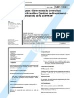 NBR 10561 de 1988 Determinacao de Residuo Sedimentavel Solidos Sedimentaveis Pelo Método Do Cone de Imhoff