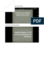 Models of needs analysis in ESP course design