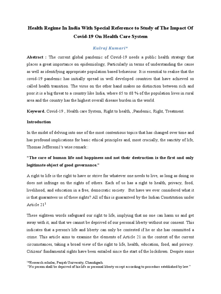 Covid-19's Impact on India's Health System | PDF | Health Care | Medicine
