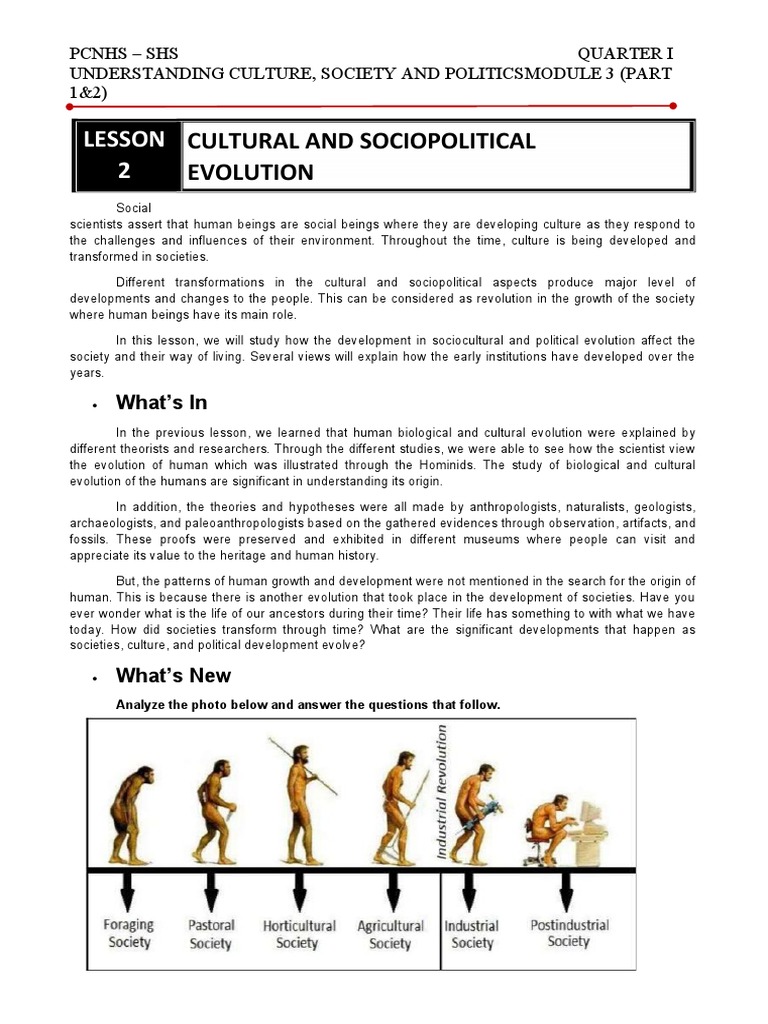 Lesson 2: Cultural and Sociopolitical Evolution | PDF | Pastoralism ...