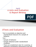 6 Tests and Evaluation, Report Writing