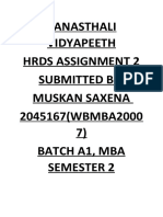 Banasthali Vidyapeeth Hrds Assignment 2 Submitted By: Muskan Saxena 2045167 (WBMBA2000 7) Batch A1, Mba Semester 2