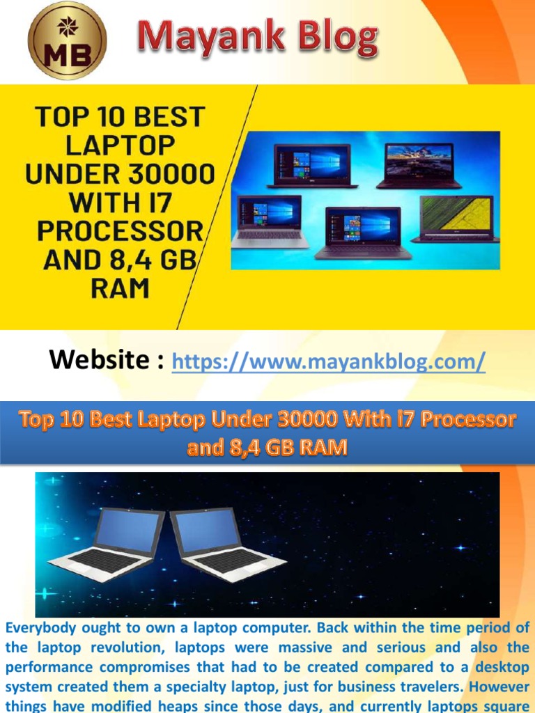 Top 10 Best Laptop Under 30000 With I7 Processor and 8,4 GB RAM PDF