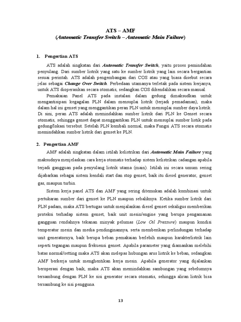 Pengertian dan Fungsi ATS-AMF | PDF | Komputer | Teknologi & Rekayasa