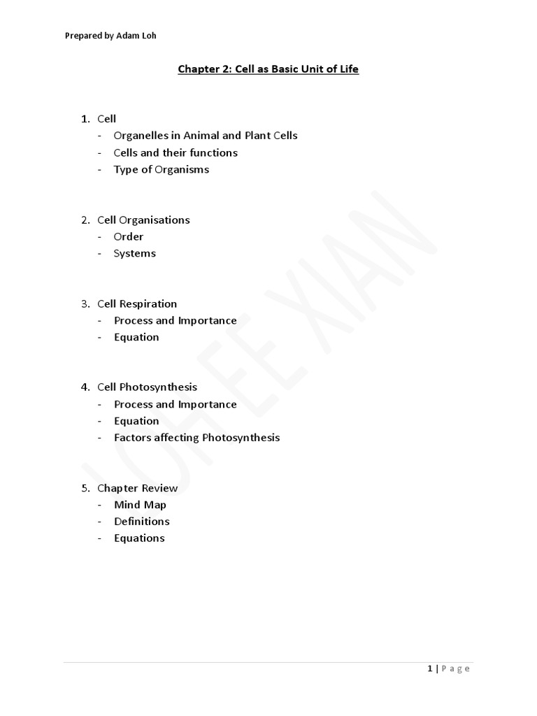 Science Form 1 Chapter 2 Note | PDF | Cell (Biology) | Organisms