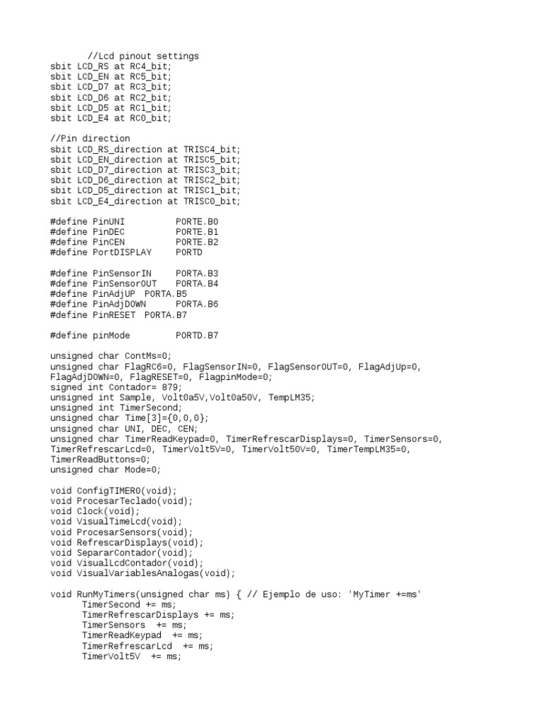 LCD Pinout and Timer Configuration | PDF | Computer Programming ...