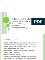 Formulating A LPP (Lecture 1)