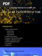 A Paper Presentation On: Nuclear Fusion Reactor