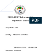 ETHIO-ITALY Polytechnic College: Department: - Electrical