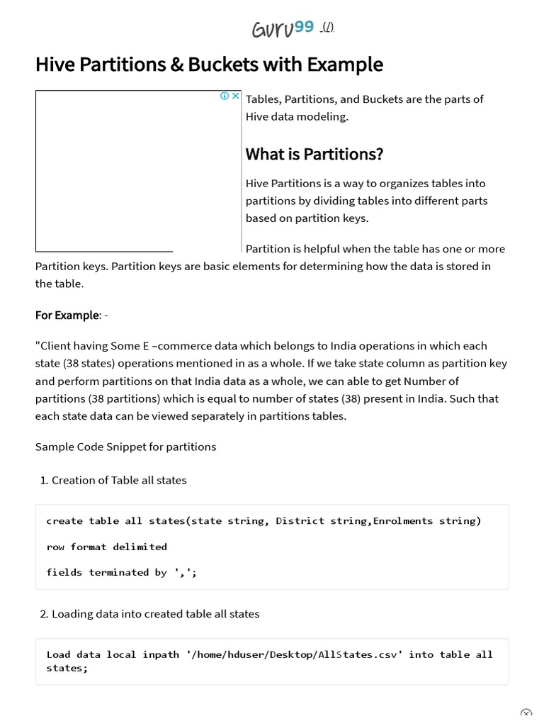 Hive Partitions and Buckets Exercises PDF String Science