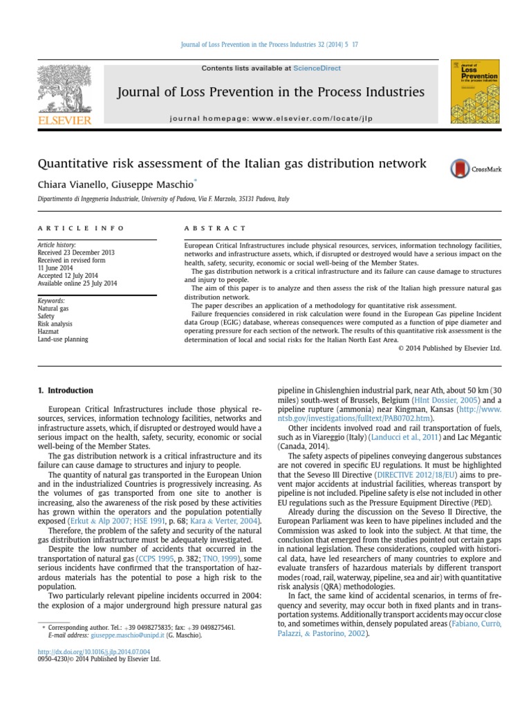 Quantitative Risk Assessment of The Italian Gas Distribution Network ...