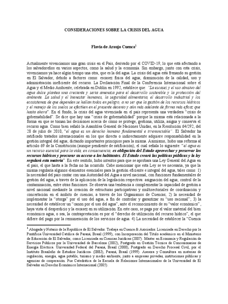 Consideraciones Sobre La Crisis Del Agua - 5-2020 | PDF | El Salvador ...