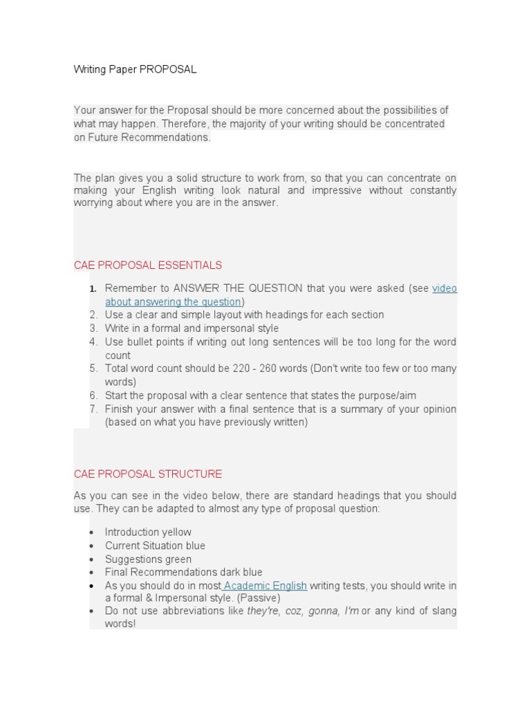 PROPOSAL Format CAE | PDF | Question | English Language