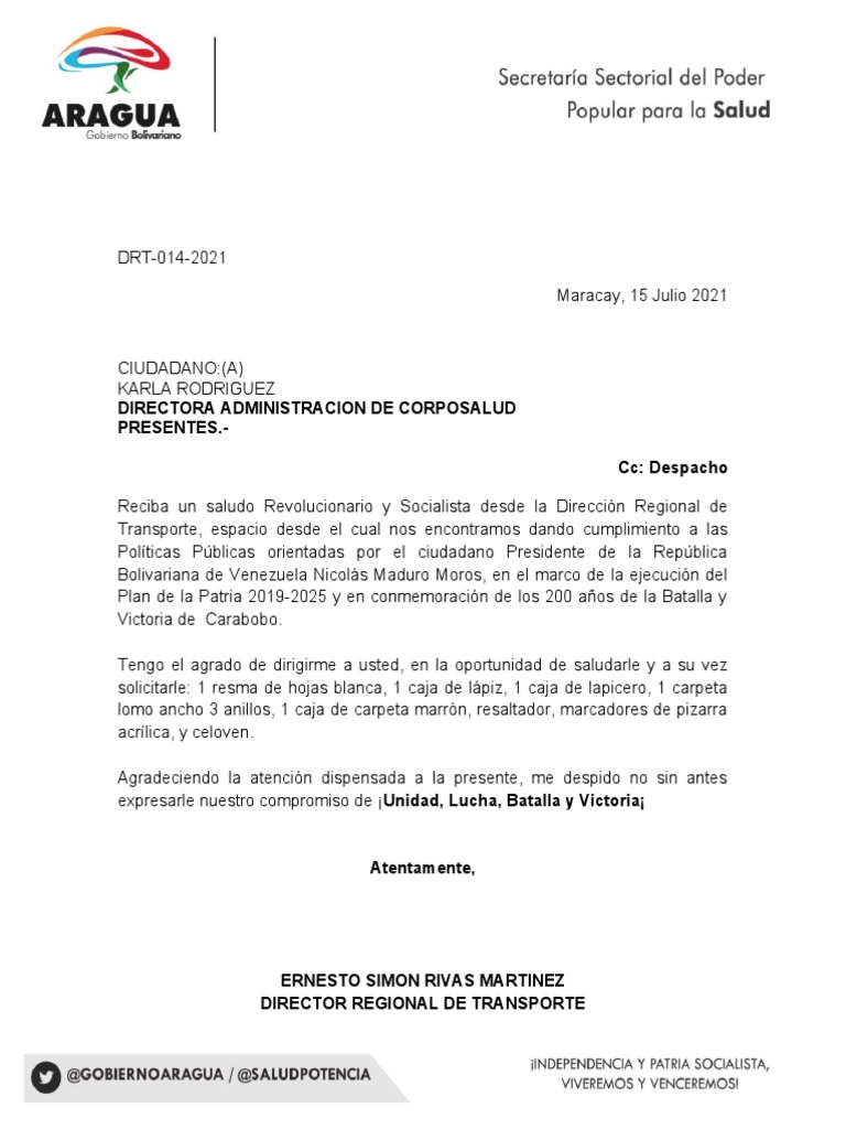 Memo Solicitud Materiales de Oficina | PDF