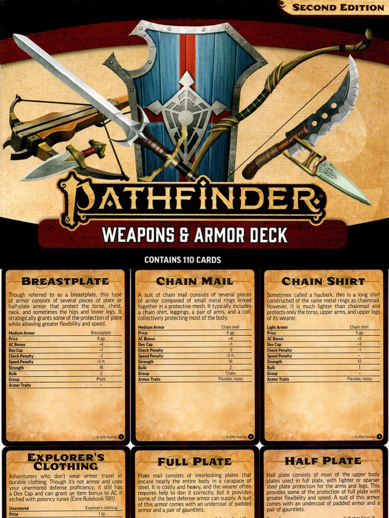 Weapons Armor Deck Pzo29 Pdf Armour Sword