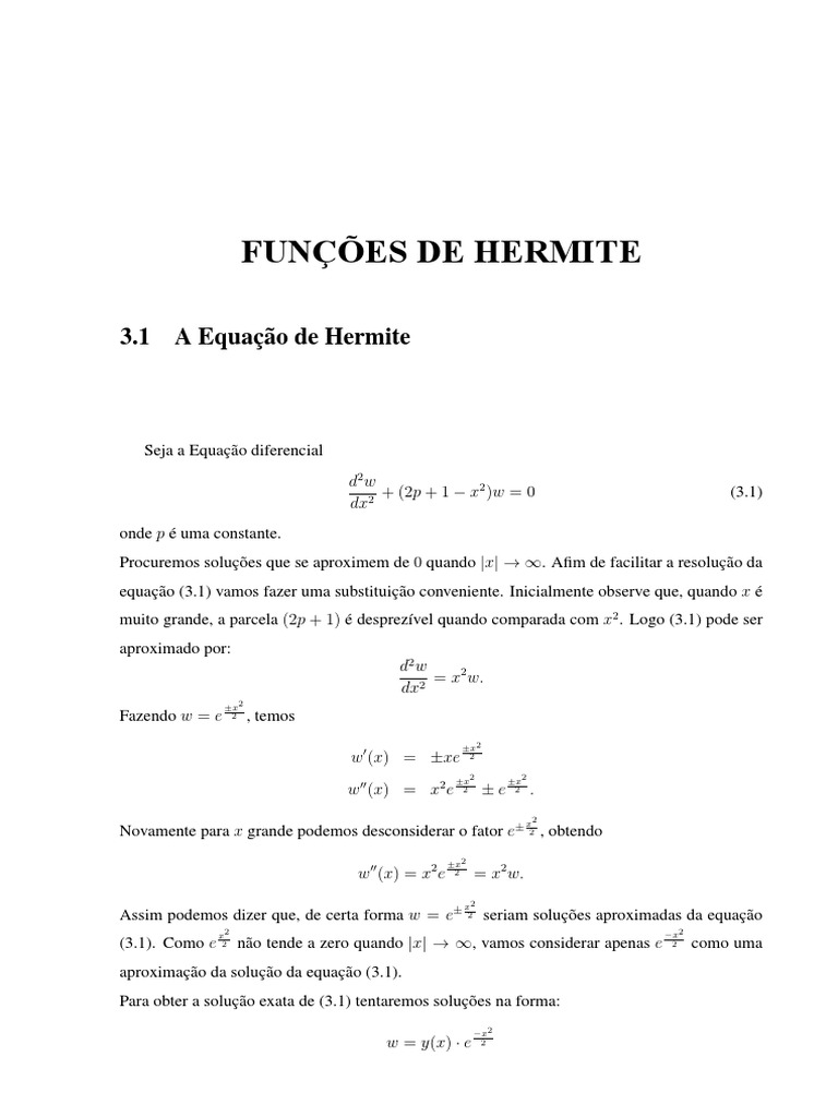 Funcoes de Hermite | PDF | Ortogonalidade | Equações diferenciais