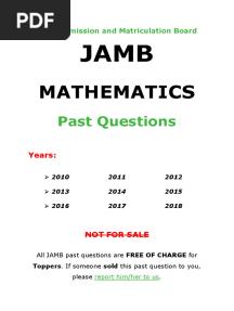 Jamb Mathematics Past Questions
