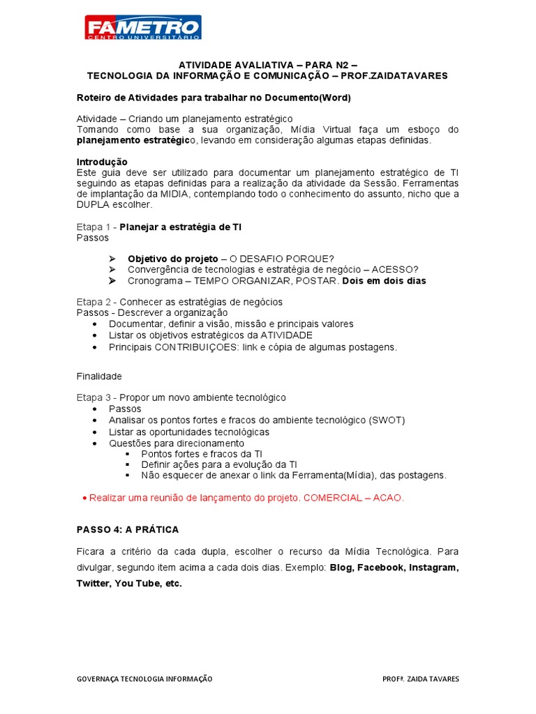 Planejamento Estratégico em TI | PDF | Tecnologia da Informação ...