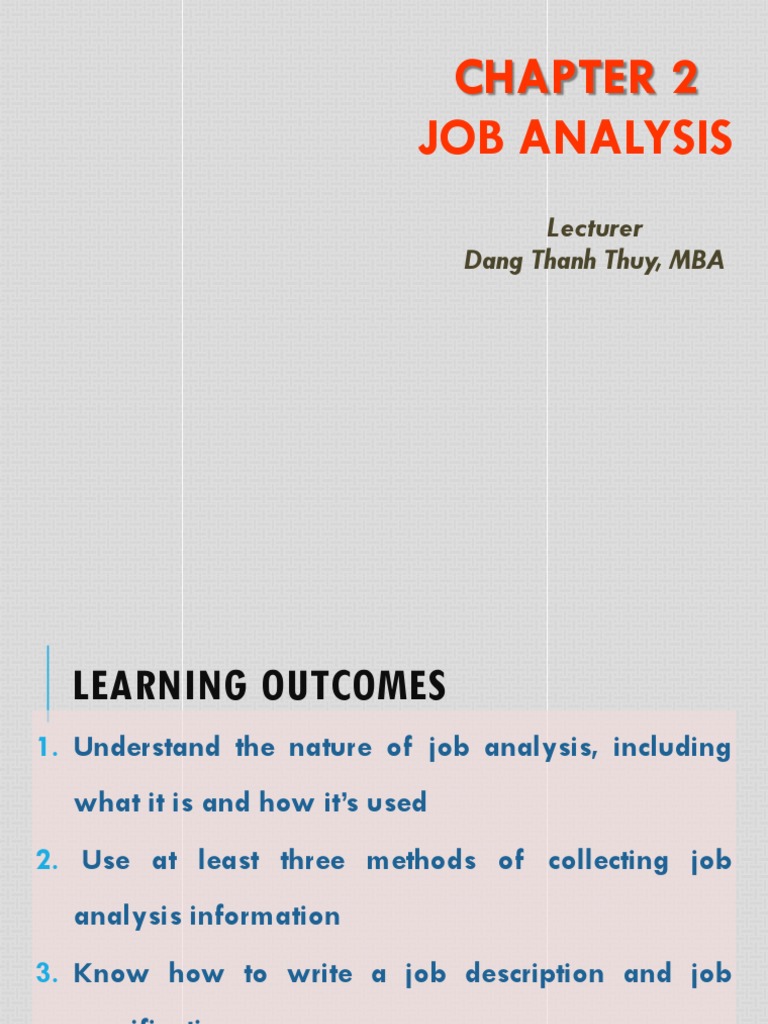 Job Analysis: Descriptions & Specifications | PDF | Human Resource ...