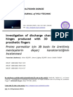 Investigation of Discharge Characteristics of Hinges Produced With 3D Printing For Prosthetic Fingers