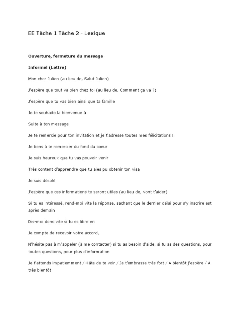 J espère Que Tu Vas Bien En Espagnol EE T1 T2 - 3. Lexique | PDF