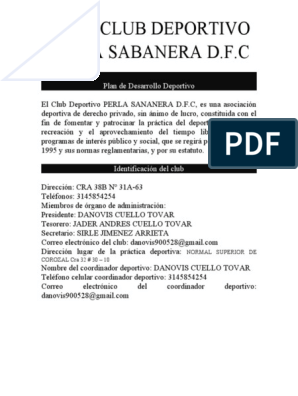 Modelo Plan de Desarrollo Deportivo | PDF | Deportes | Asociación de Futbol