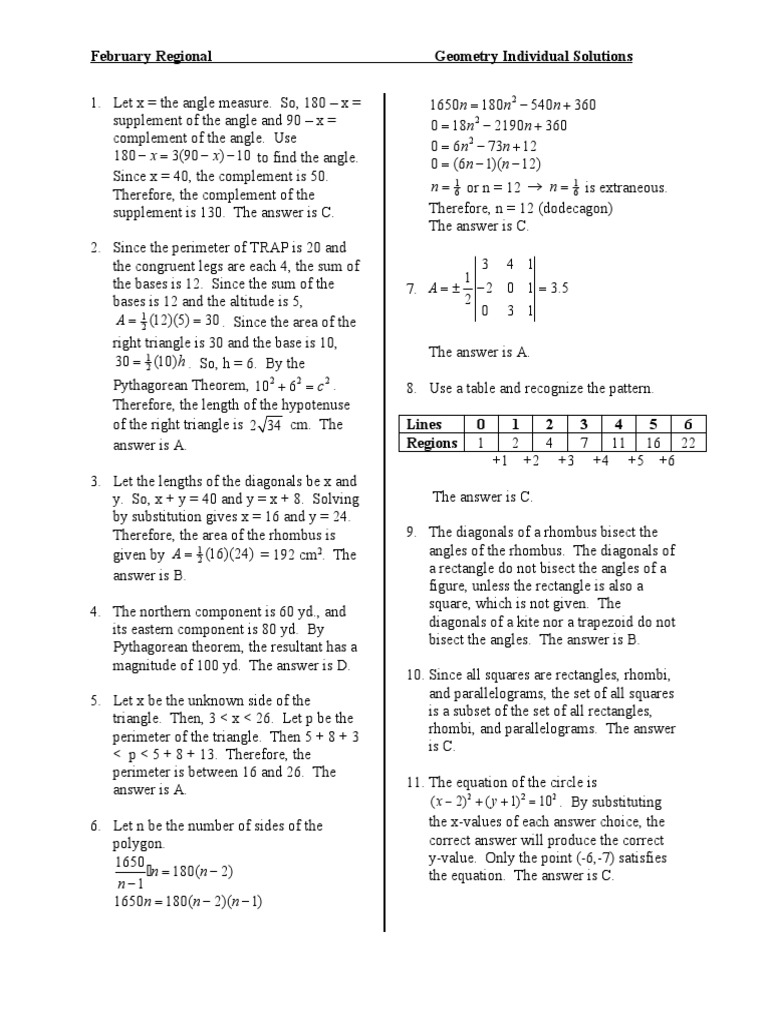 S - Feb 2007 Geometry Regional Individual Solutions | PDF | Rectangle ...