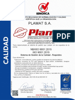 Certificado Plamat Iso 9901