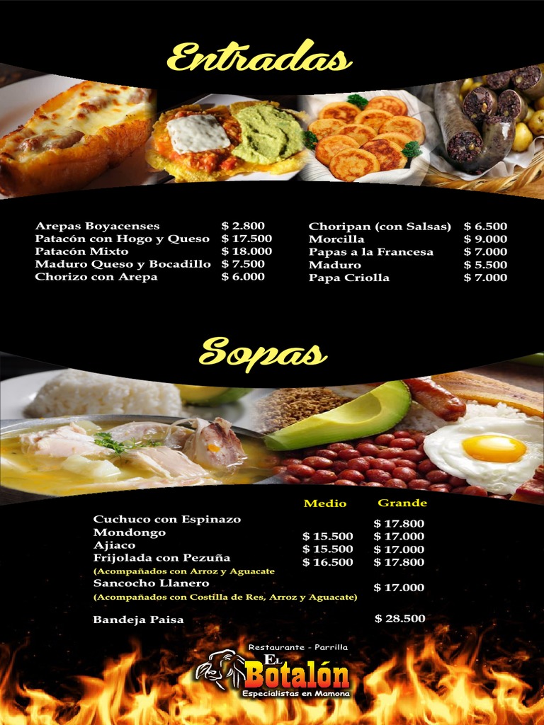 Menu Botalon 2 | PDF | Cerdo | Cocina latinoamericana