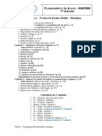 Planejamento de aulas - 3a Série do Matutino - 1a unidade