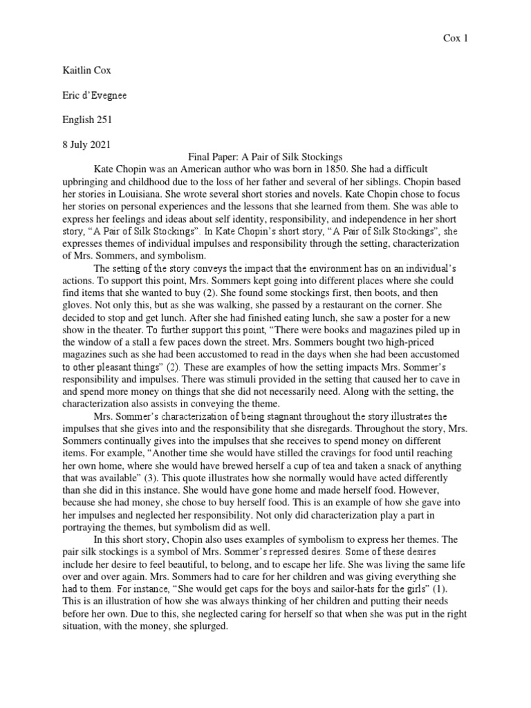 A pair of silk stockings summary discount