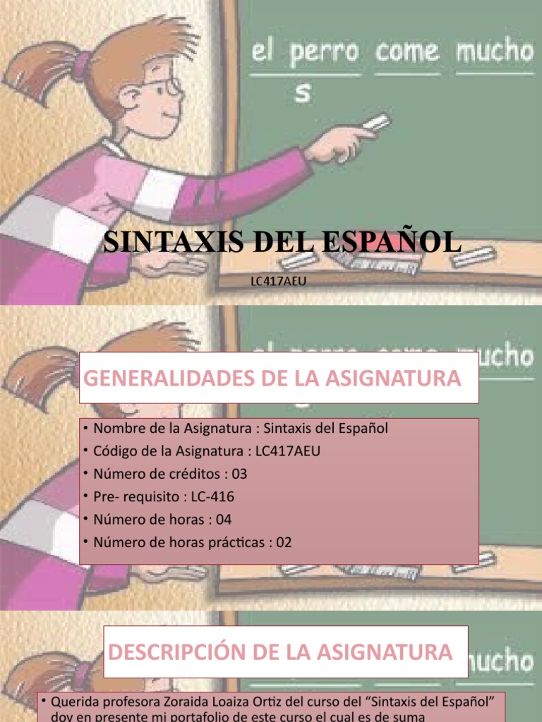 SINTAXIS DEL ESPAÑOL Presentacion PDF