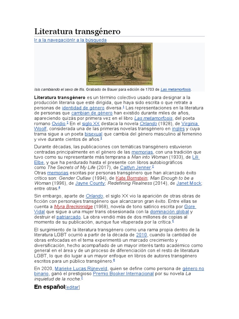 Literatura Transgénero: Evolución y Obras | PDF | Género | Estudios de ...
