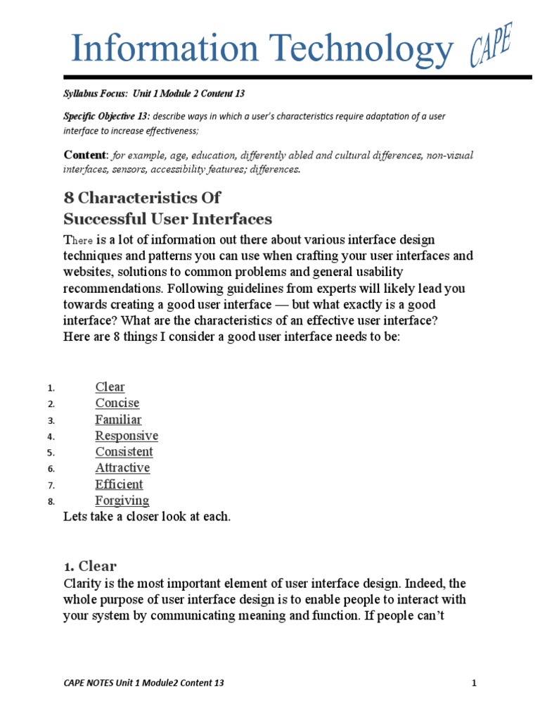 Cape Notes Unit1 Module 2 Content 13 | PDF | User Interface | Graphical ...