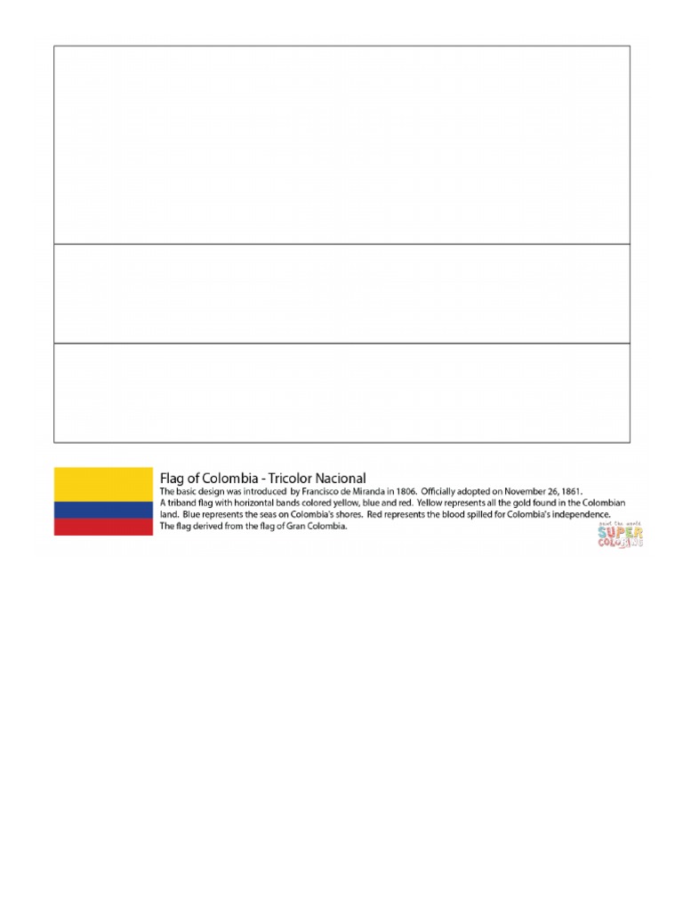 Dibujo de Bandera de Colombia para Colorear - Dibujos para Colorear