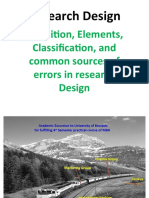 Research Design: Definition, Elements, Classification, and Common Sources of Errors in Research Design