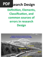 Research Design: Definition, Elements, Classification, and Common Sources of Errors in Research Design