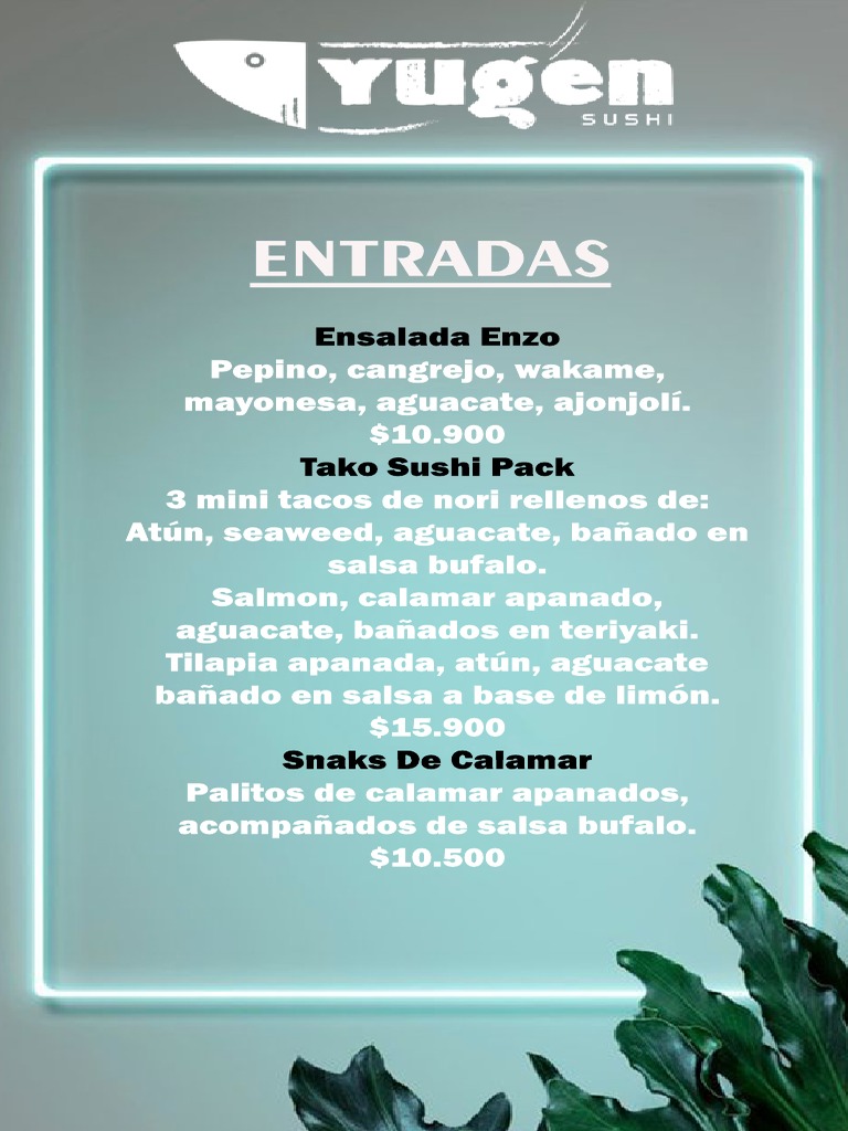 Carta Yugen Sushi PDF Alimentos