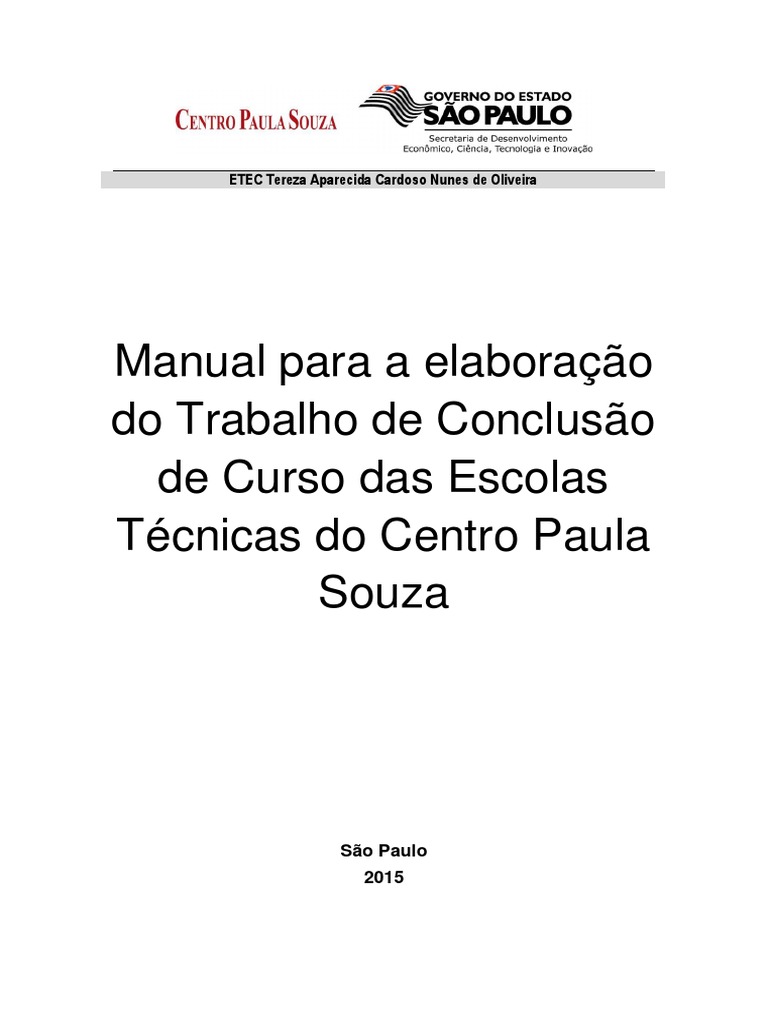 Manual de TCC Etec | PDF | Citação | Escolas