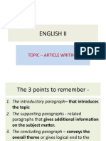 English Ii: Topic - Article Writing