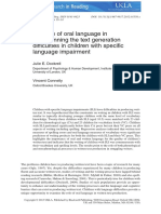 The Role of Oral Language in Underpinning The Text Generation Difficulties in Children With Specific Language Impairment