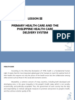 Lesson Iii Primary Health Care and The Philippine Health Care Delivery System